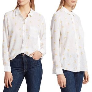 Rails Women’s Linen Blend Charli Banana Bunch Button Down Shirt Longsleeve S